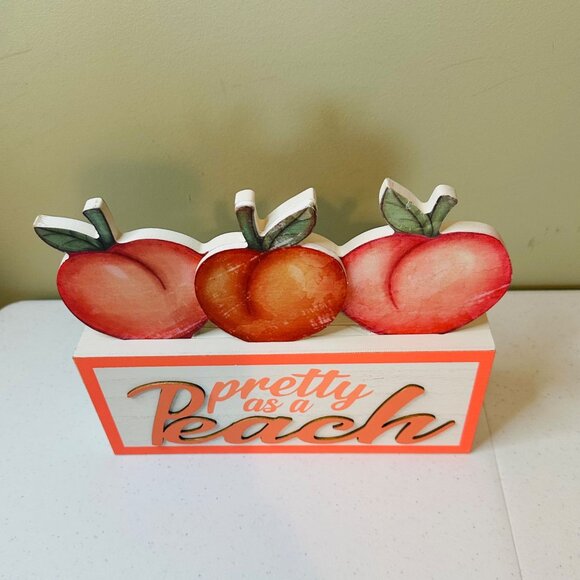 Pretty As A Peach Tabletop Sign With three Peaches - Picture 8 of 9